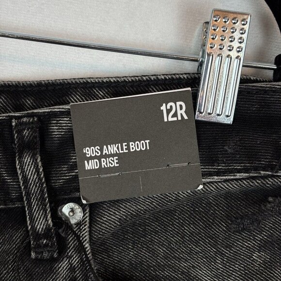 Express Women's Faded Black 90's Ankle Boot Mid Rise Jeans Sz 12R NWT Distressed - Picture 4 of 13